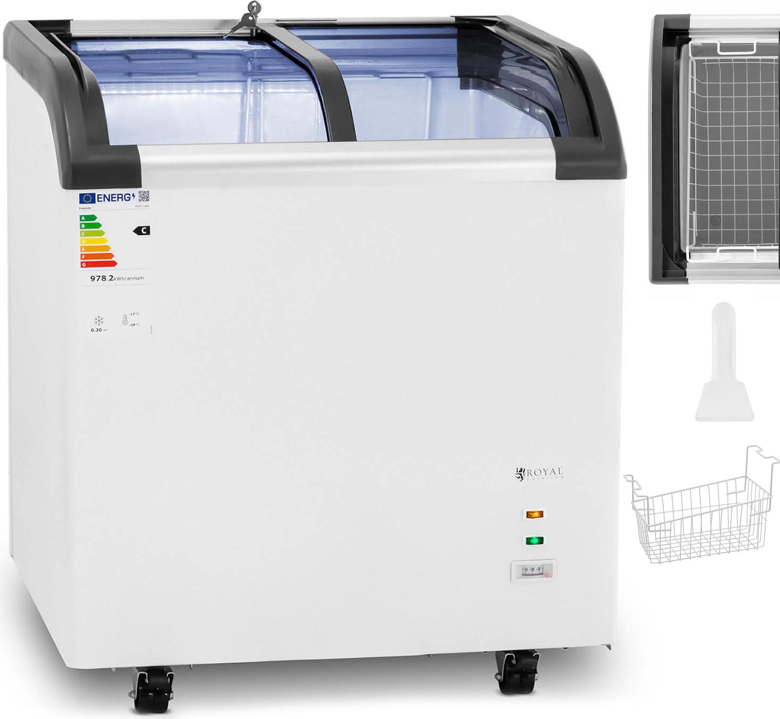 Royal Catering Verglaste Gefriertruhe für Tiefkühlkost 180 l 180 W RCFZ-180G