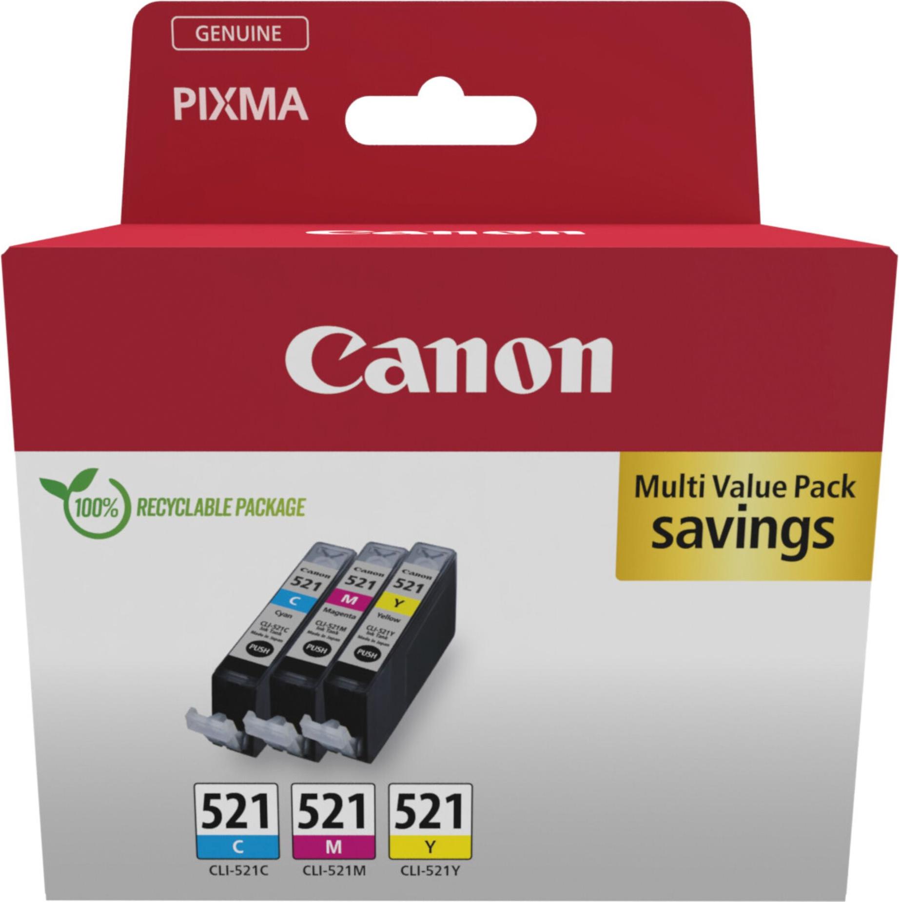 Canon CLI-521 C/M/Y Multi pack - 3er-Pack - 9 ml
