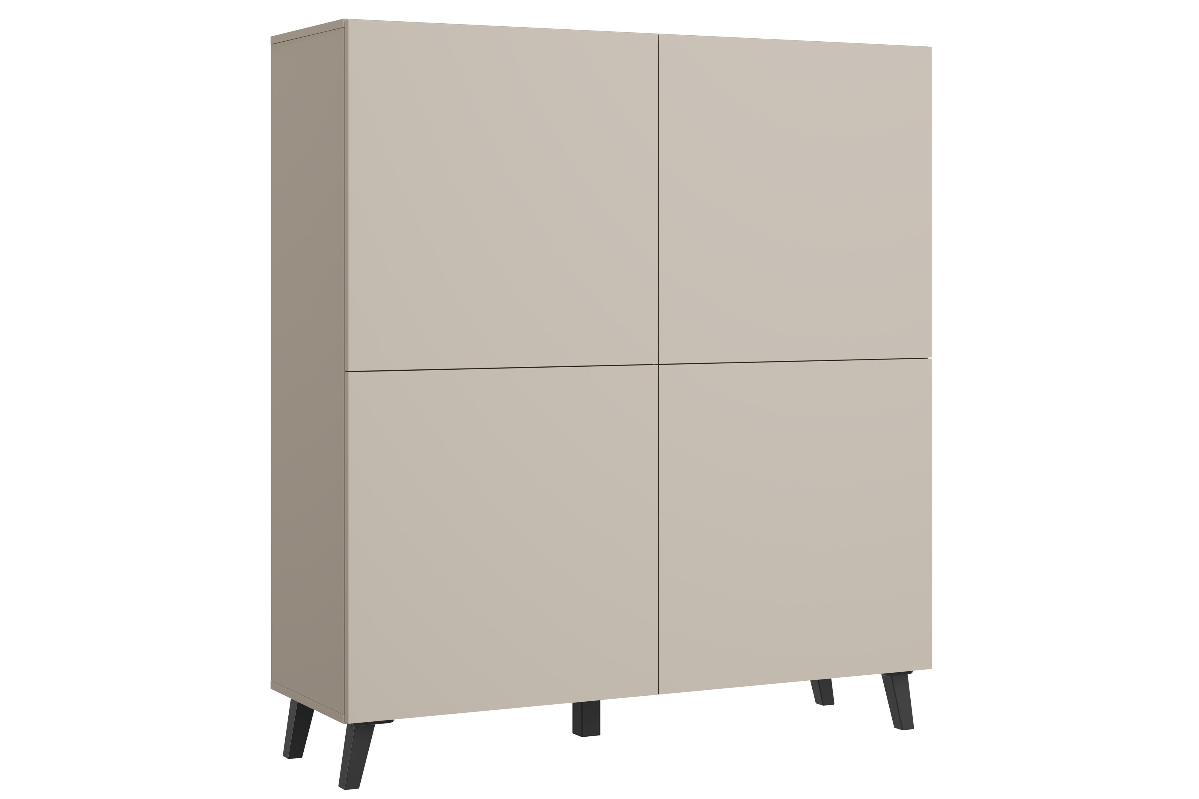 MINIO go for it, Hohe Kommode LOKET 120 cm – Elegantes Sideboard mit viel Stauraum und schrägen Füßen, Kaschmir Beige Farbe PHUH120K