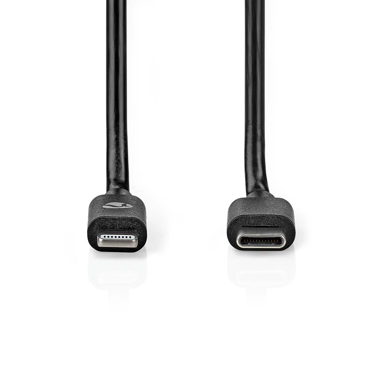 Nedis Lightning kábel - USB 2.0 - Apple Lightning 8-pin - Konektor USB-C - 480 Mb/s - Poniklovaný - 1,00 m - Okrúhly - PVC - Čierny - Štítok