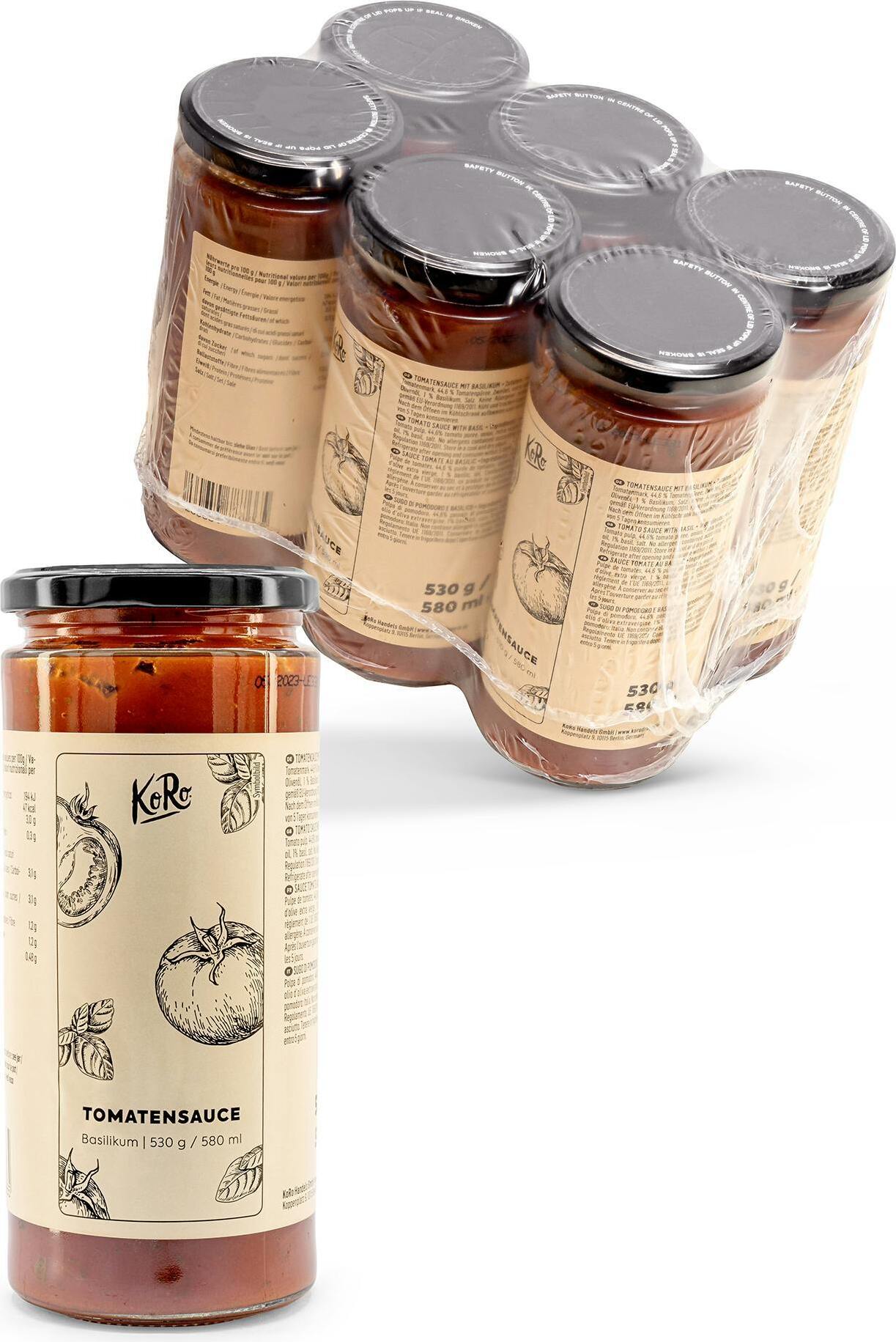 KoRo | Tomatensoße mit Basilikum 6 x 530 g SAUCE_001_T6