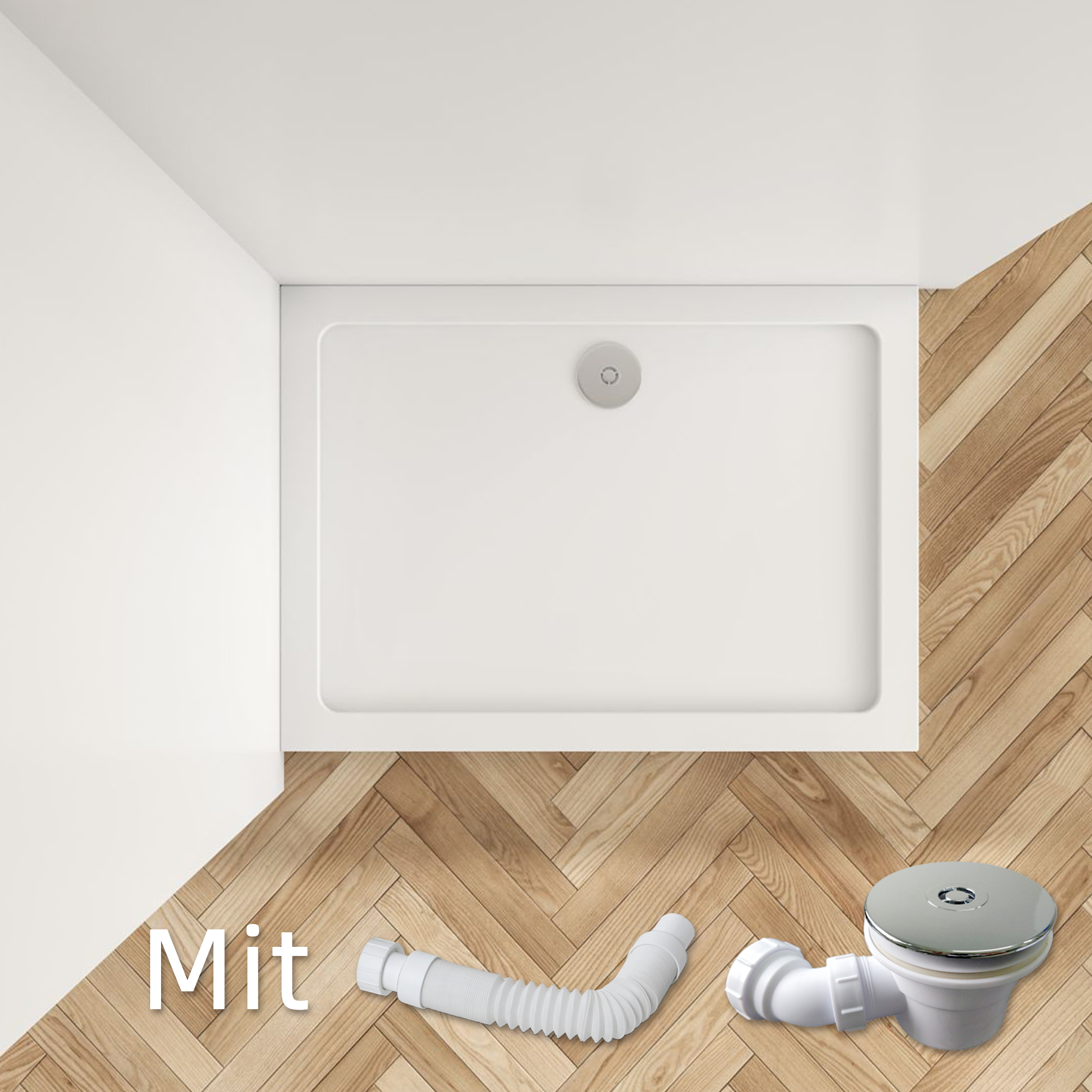 Aica Duschwanne 110x70 Cm, Rechteckig, Weiß – Inkl. Ablaufgarnitur & Schlauch Für Walk-in-Dusche Oder Duschkabine
