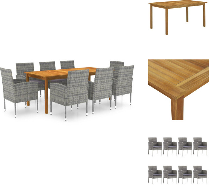 vidaXL 9-dielny záhradný jedálenský set sivý - Záhradné nábytkové zostavy
