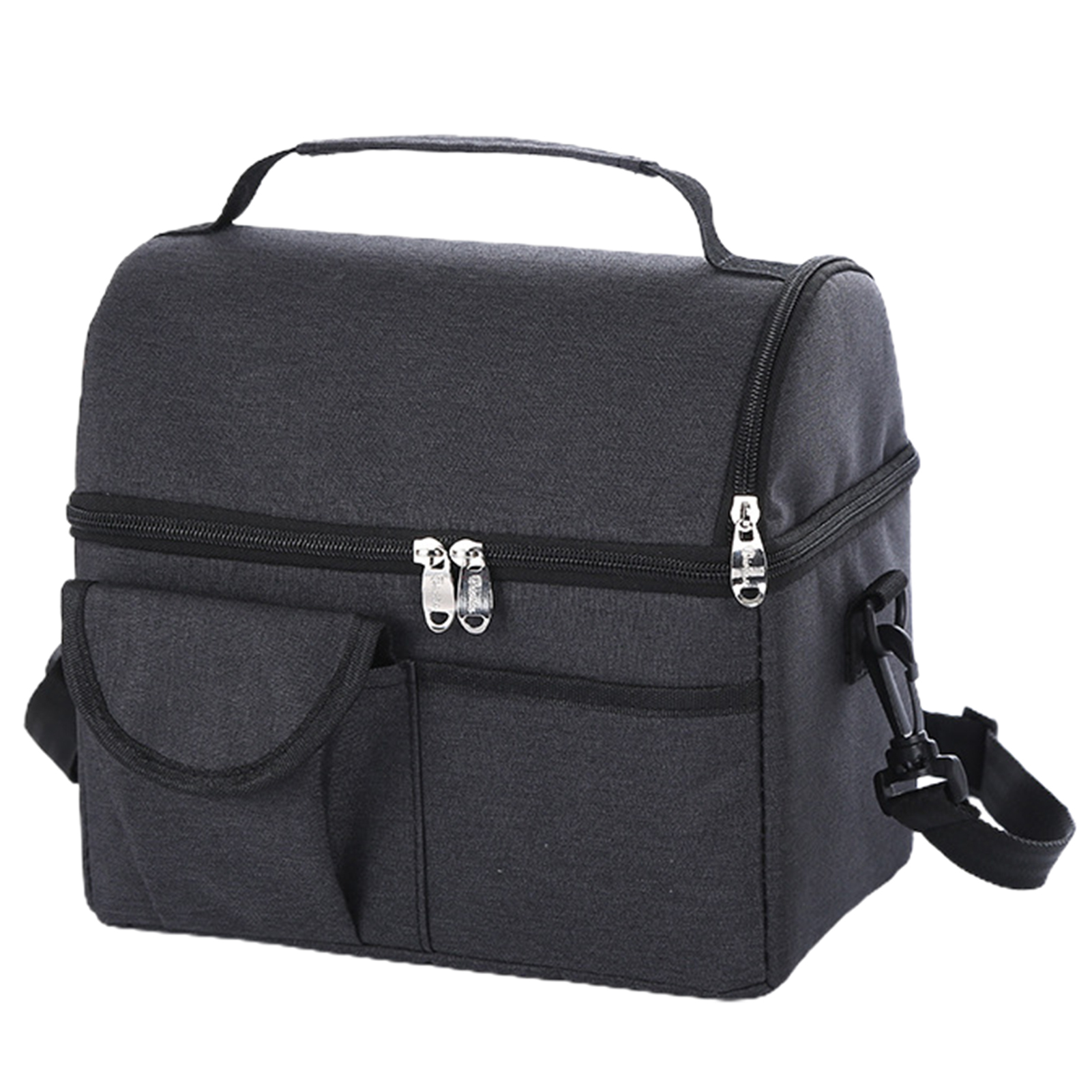 Homedvery Lunch-Aufbewahrungstasche, großes Fassungsvermögen, doppellagiger Reißverschluss, verstärktes Griffdesign, wasserdichte, wärmeisolierende Lunch-Tasche mit mehreren Taschen, Haushaltsbedarf 3587738@  Hdvery