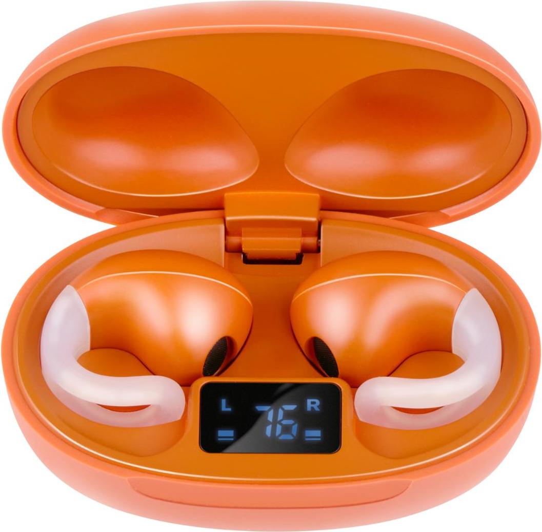 Grundig Wireless Earbuds Bluetooth - bezdrôtové slúchadlá s LED indikátorom a nabíjacím puzdrom - do uší s technológiou OWS a nabíjačkou USB-C - oranžová