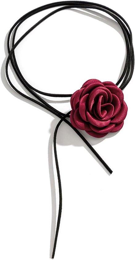 OEM Rosa Boho Halsketting mit Blumen - Für Damen und Mädchen - Rot - Hochzeit und Party - Blumenkette 2026