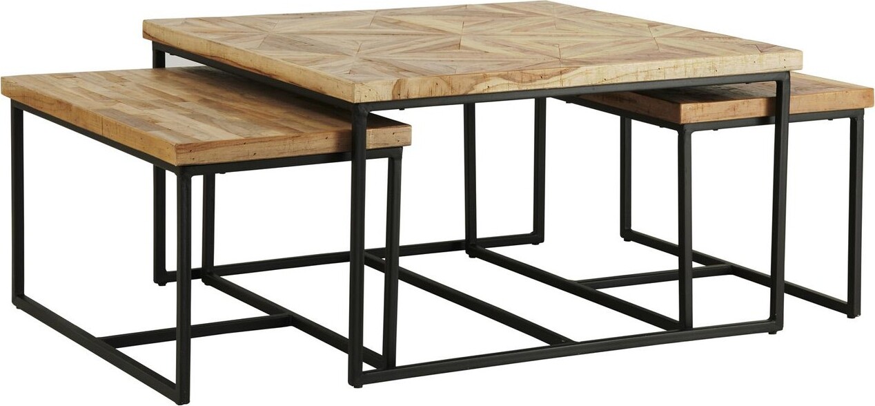 Natur24 Couchtisch 3-er Set 70 x 70 x 40 cm 92.502-M2