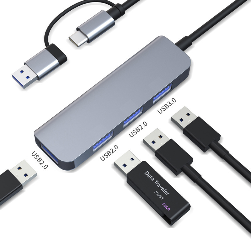 INF Duálny rozbočovač USB-C a USB-A s 1 portom USB 3.0 a 3 portami USB 2.0