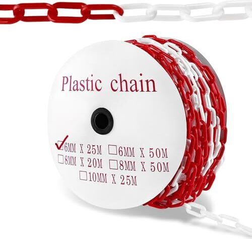 TRMLBE 50m Catena Di Barriera Rossa Catena Di Plastica trmlbe-50m-catena-di-barriera-rossa-catena-di-plastica