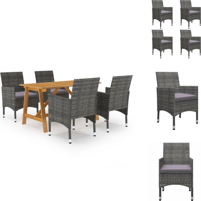 vidaXL 5-dielny záhradný jedálenský set sivý - Záhradné nábytkové zostavy