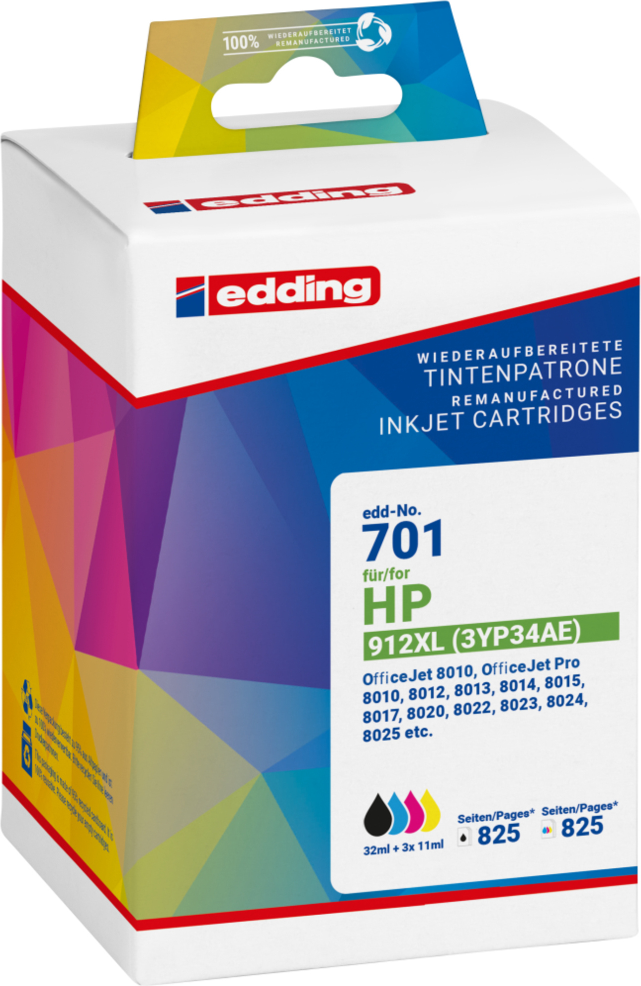 atramentová kazeta 18-701 ako HP 912XL 3YP34AE b/w/m/y 4ks