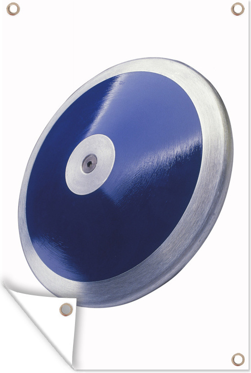 MuchoWow® 80x120 cm Outdoor-Poster Gartendeko Sichtschutz Garten Poster für den Garten Metalldiskus zum Diskuswerfen auf weißem Hintergrund 133|3745470