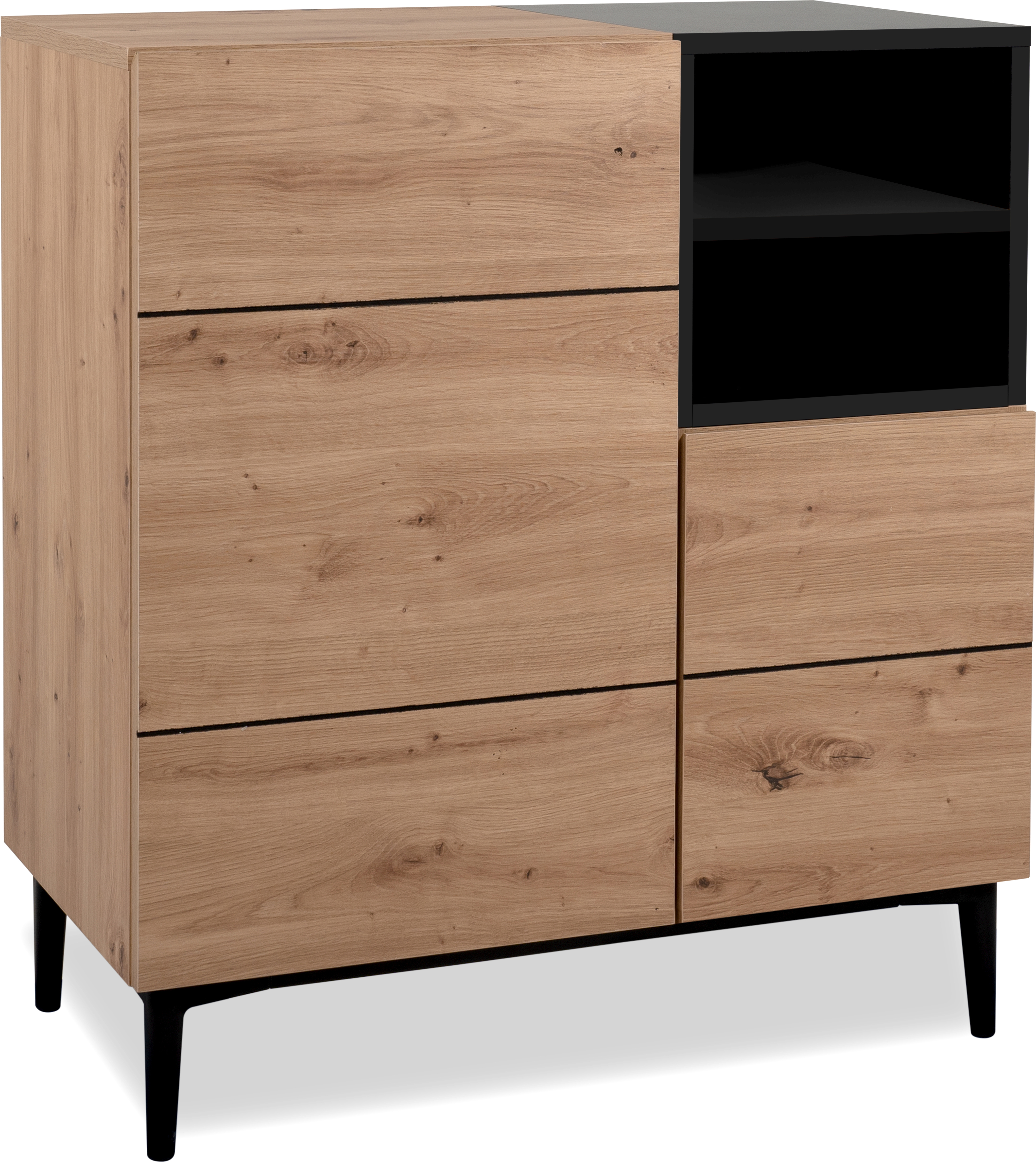 GuenstigEinrichten Kommode Ted 80cm 2 Türen - Eiche/schwarz 3052