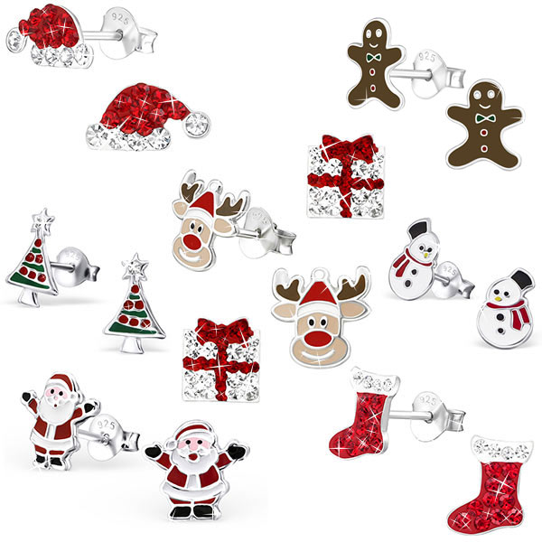 Kinder Weihnachtskranz Weihnachts-Ohrringe für Mädchen Weihnachtsbaum Süßigkeitenhaus-Ohrringe Sanheng Weihnachtsohrstecker für Frauen Schneemann-Ohrringe. 