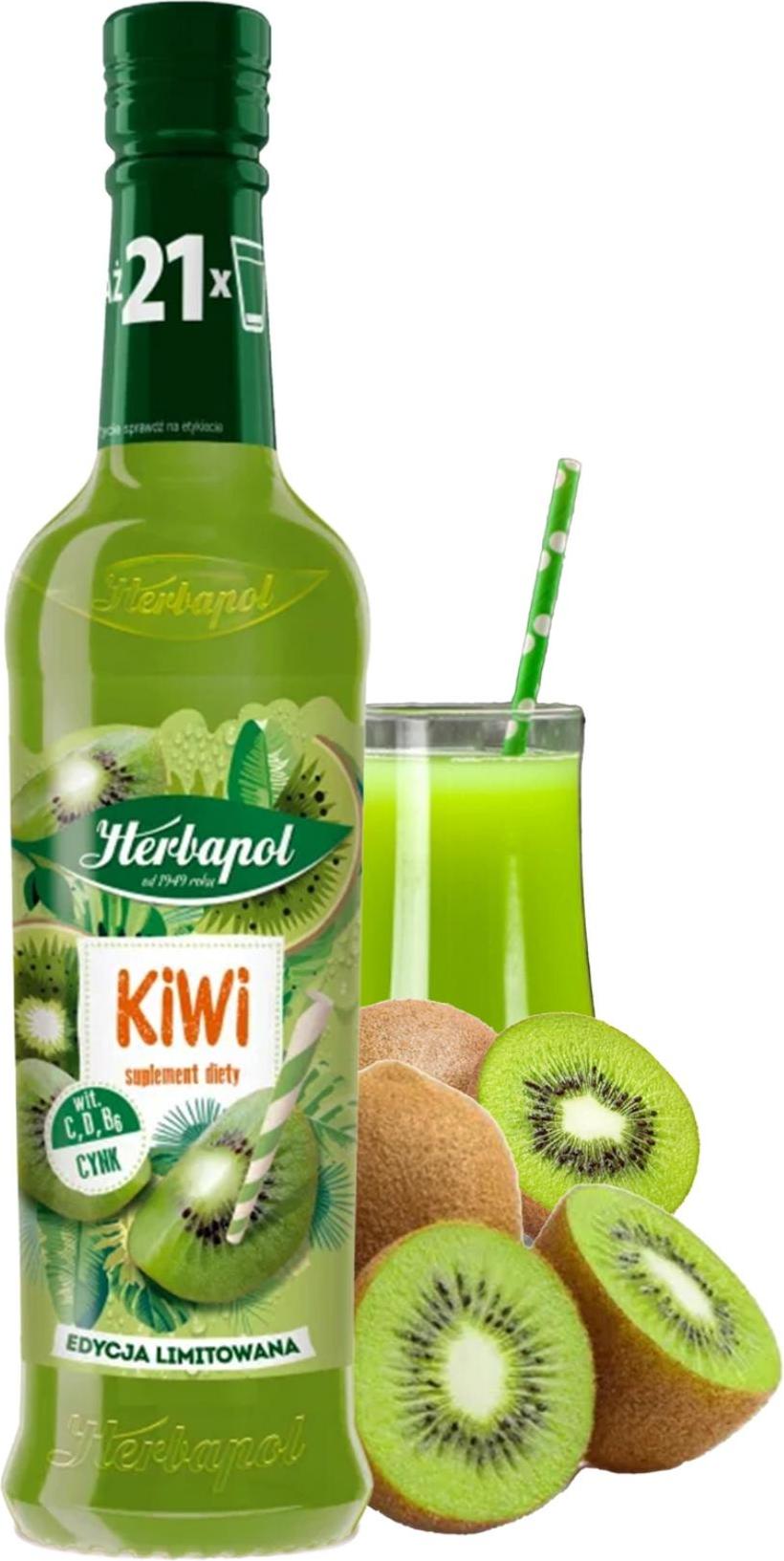 HERBAPOL - LUBLIN S.A. Herbapol Kiwi Sirup 420ml - Getränkesirup für Wasser Fruchtsirup mit Vitamin C D