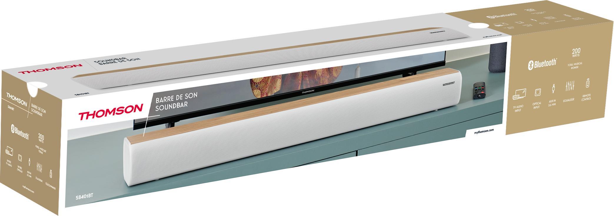 Thomson Bluetooth Soundbar SB401BT zvukový systém biely drevo hnedý TH389173