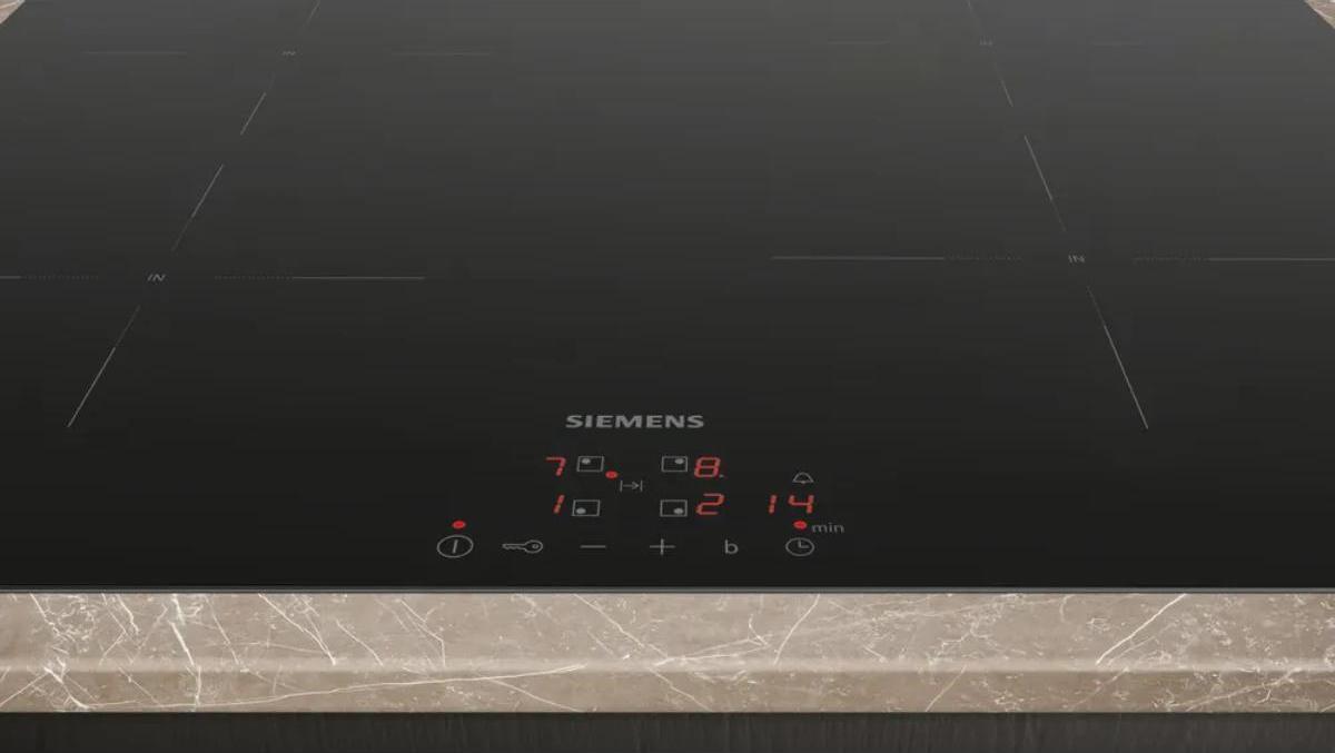 Siemens iQ100 EU611BEB5E, Čierna, Vstavaný, 60 cm, Indukčná varná doska so zónami, Keramický, 4 zone(s)