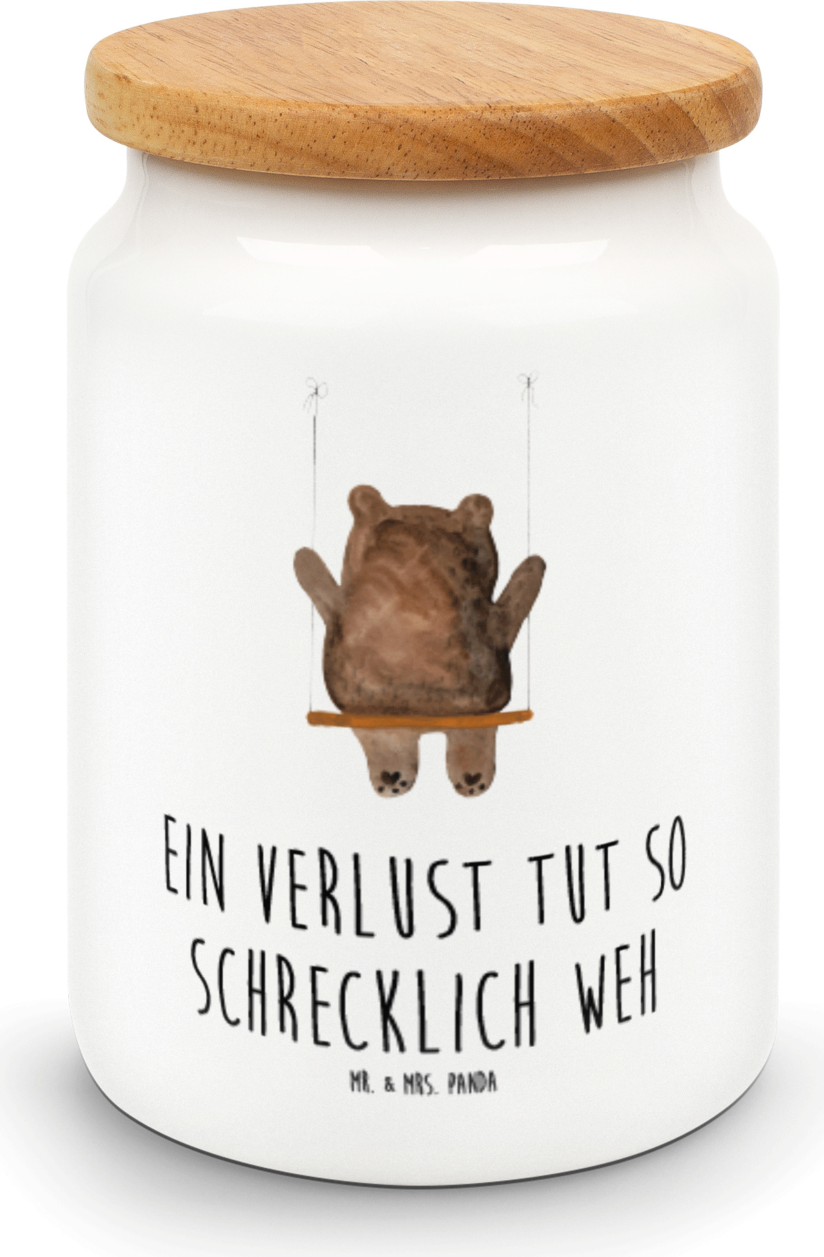 Mr. & Mrs. Panda Dose Bär Schaukel - Weiß - Geschenk, Snackdose, Teedose, behälter, Verlust Trauer Trauergeschenk Traurig Trösten Trost Liebeskummer Liebe Verliebt PD-1394868-STANDARD