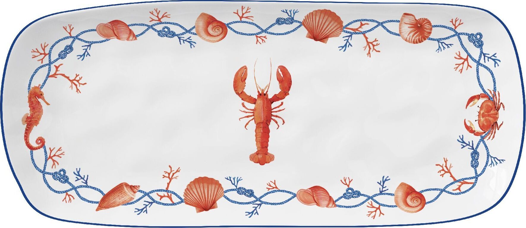 Servierplatte COTE DE MER Meeresküste 40x17,5cm aus Porzellan Easy Life R2693#COTE