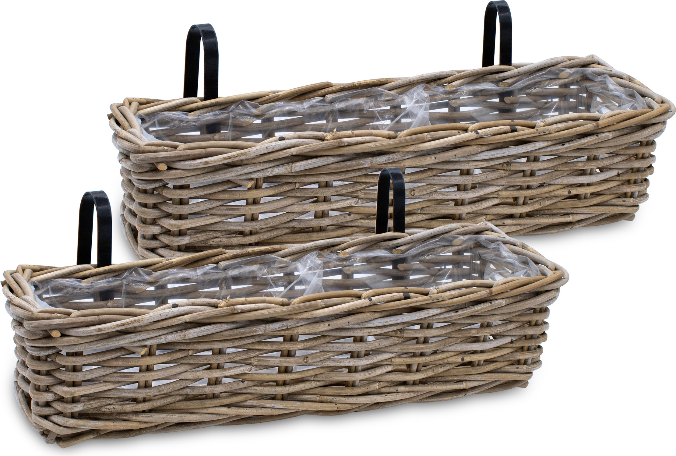 Balkonkorb Rattan in natur - 60x20 cm / 2 Stück
