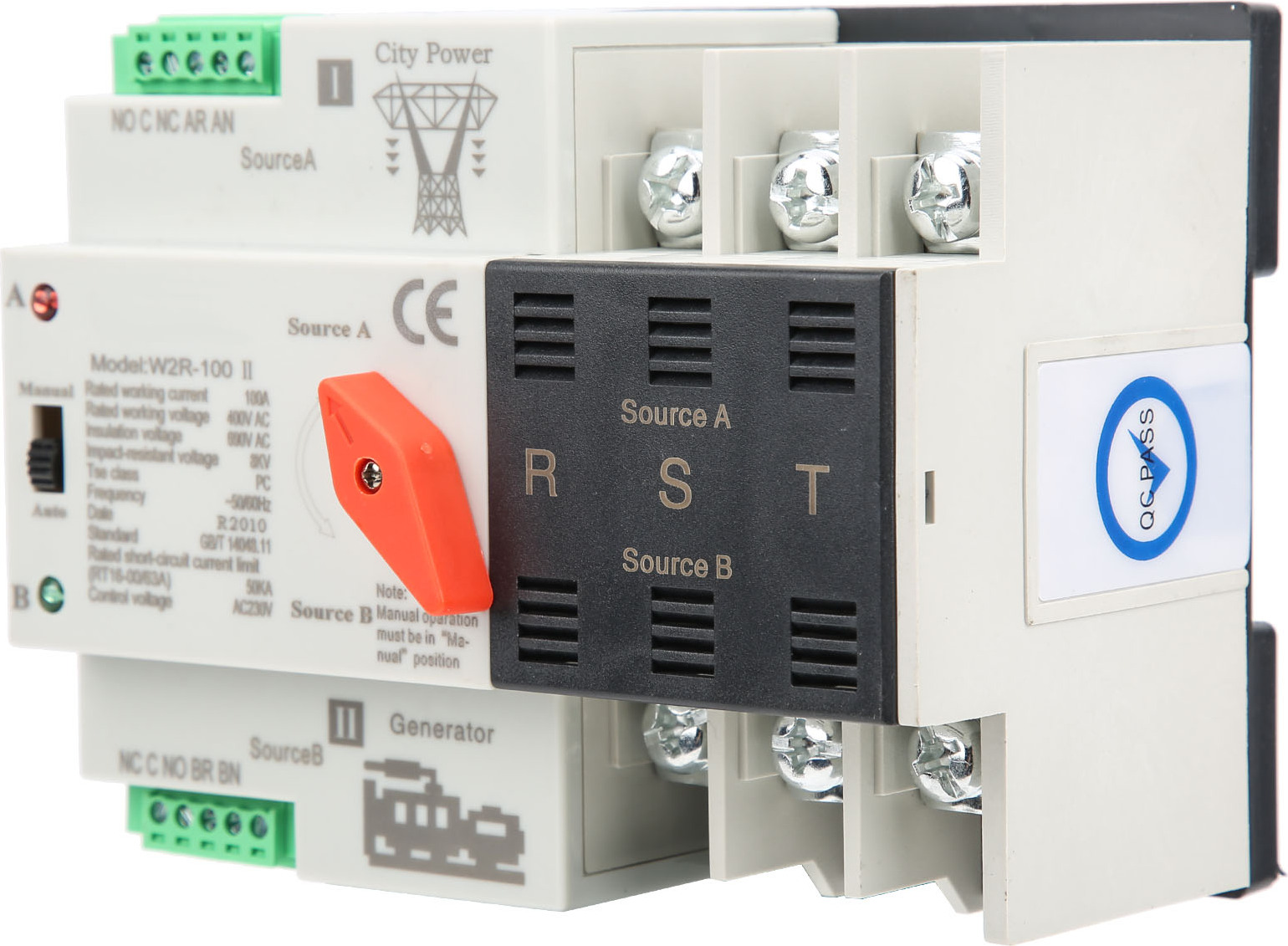 Cocosity W2R?100 Automatischer Doppelleistungsumschalter 3P 100A 50Hz Leistungsumschalter W2R-100