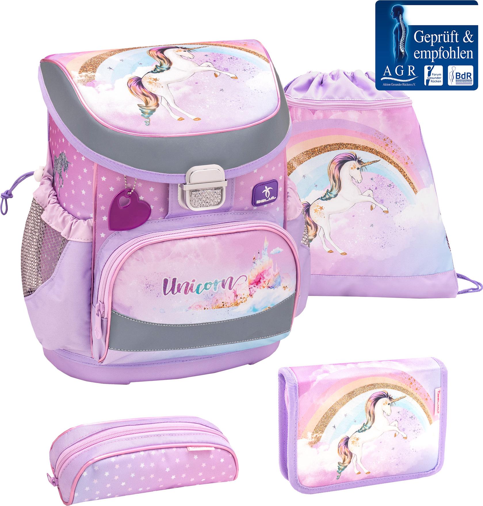 Belmil Schulranzen Set Einhorn für kleinere Kinder für Jungen 1.Klasse 405-33/AG/S-1