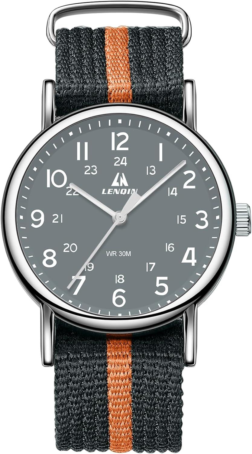 LN LENQIN Herrenuhren Militär Uhren Analog Quarz Uhren Armee Uhren Herren Wasserdicht Armbanduhren Sportuhr mit Nylonband
