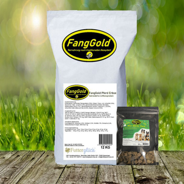 FANGGOLD Pferd & Erbse 12 kg + FANGGOLD Mini-Würfel Pferd 500 g