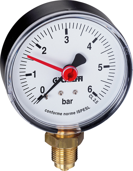Manometer 1/4" UNI 2,5 -20-90 stupňov 0-4 bar
