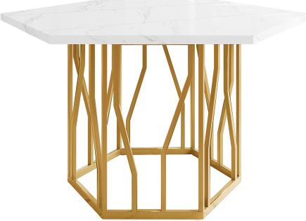 Gotagee Moderner 115,50x100,00x75 cm Goldes Marmor-Esstisch Schlichter aesthetischer Couchtisch Wohnzimmertisch Esszimmertisch Bueroschreibtisch Table-N620P212191G