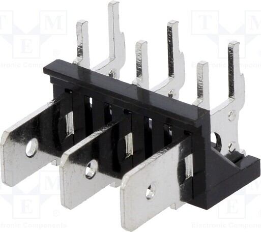 TNE 3x Verbinder: Verbindungsleiste THT 6,3mm 250V mit 90°-Winkel XY256R-A(7.62)-3PIN _1GH_ST-LK-3