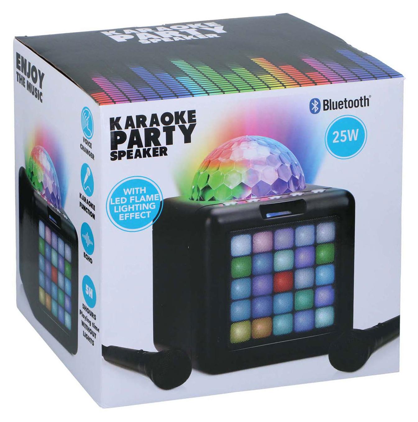 Bluetooth karaoke zariadenie - Bluetooth reproduktor s mikrofónom - prenosný hudobný box - párty box s mikrofónom a LED svetlami - na párty a karaoke