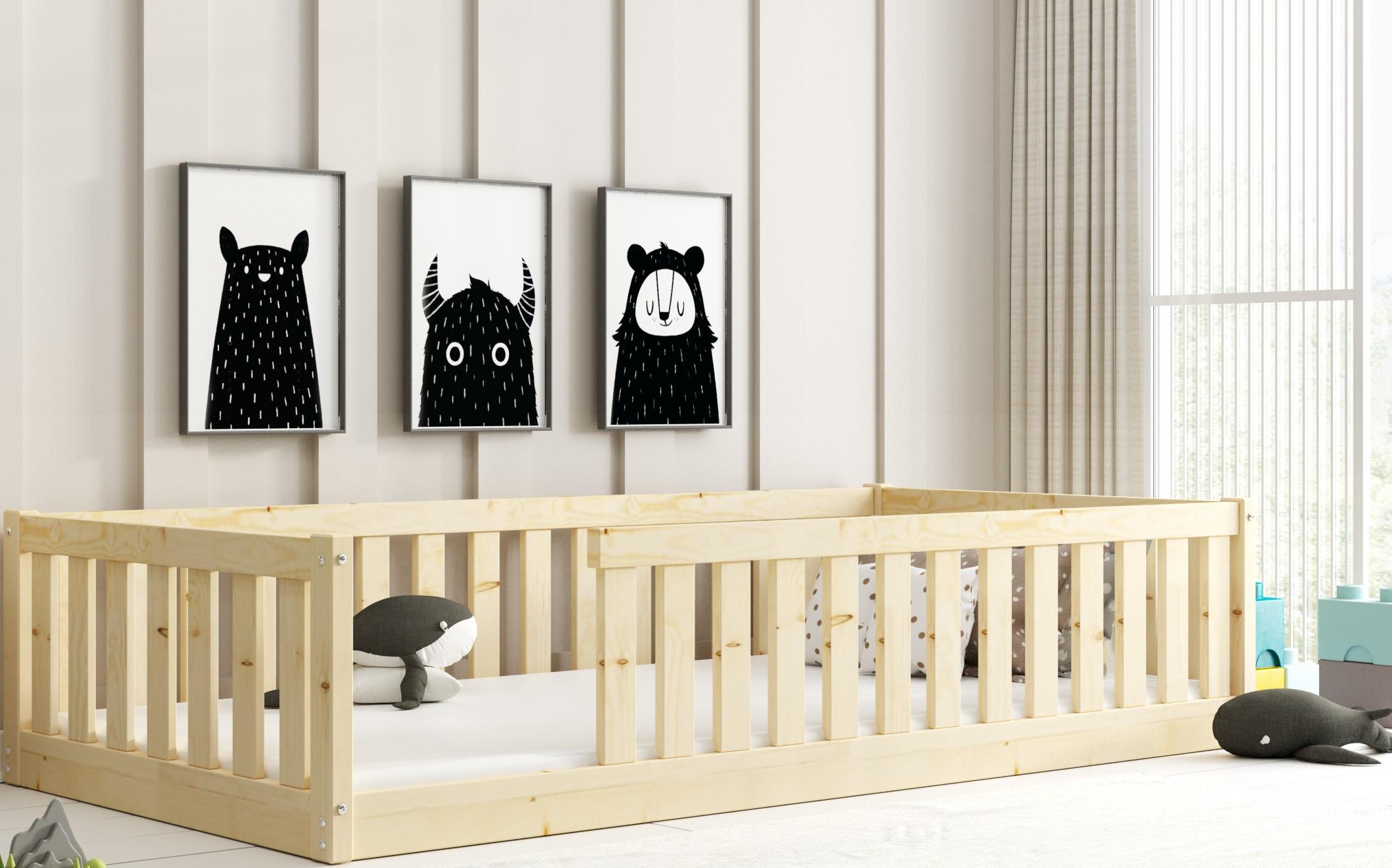 BMS Group Sawomir Pegza Interbeds Bodenbett Kinderbett Montessori 190x90cm Einzelbett Bett für Jungen und Mädchen