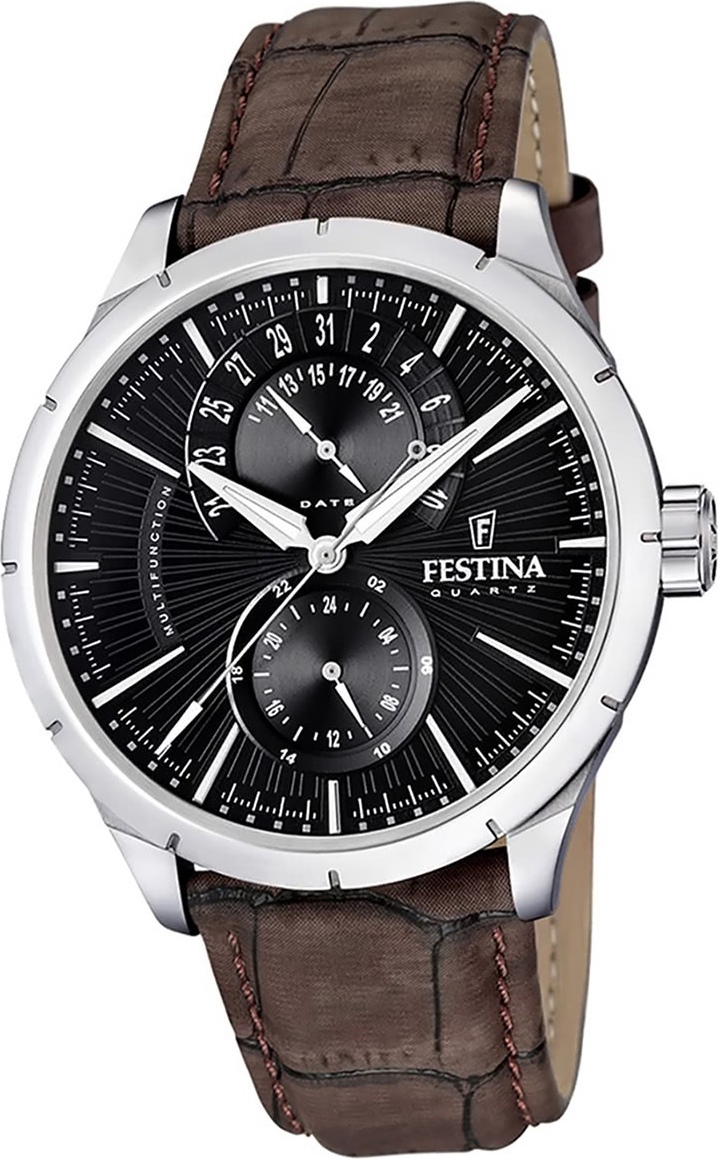 Festina kožené pánske hodinky F16573/4 Quartz náramkové hodinky Brown Classic D2UF16573/4