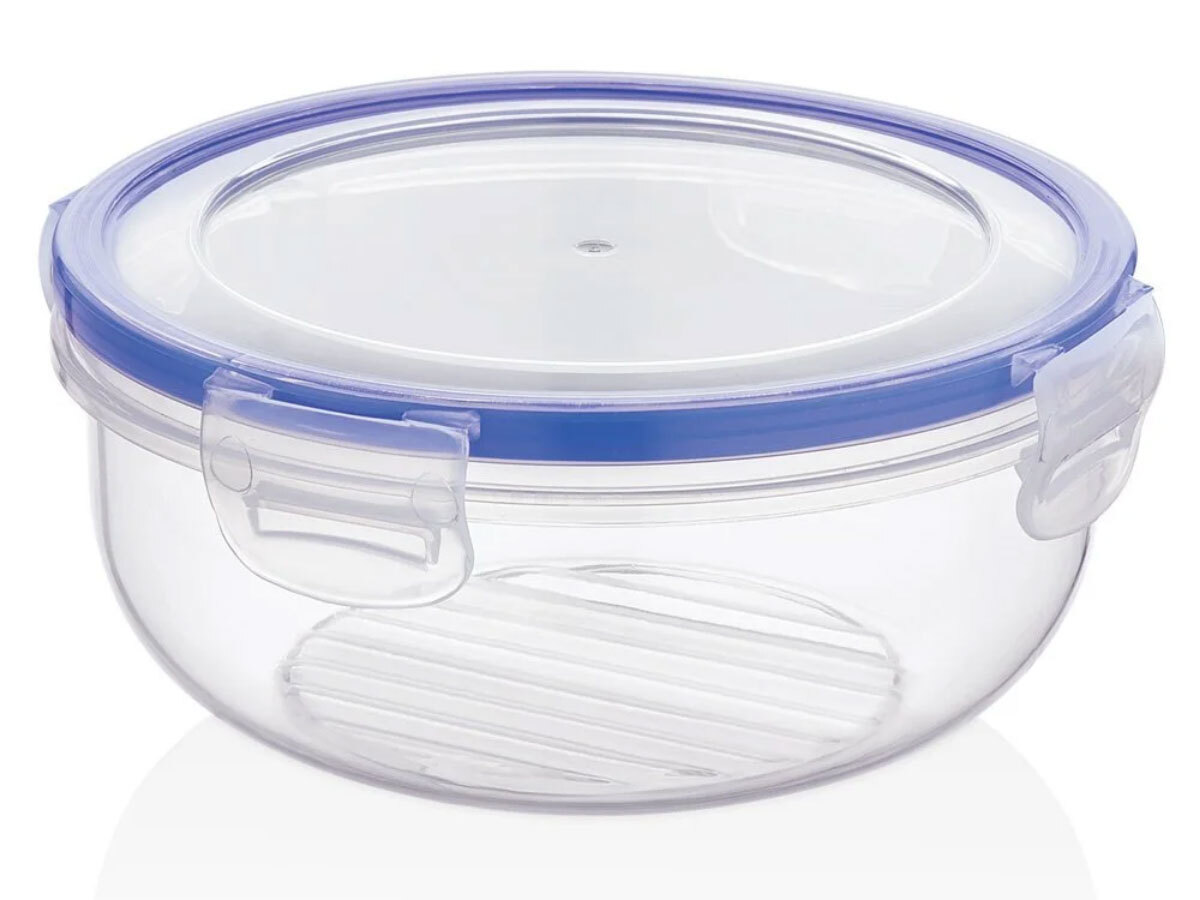 LS-LebenStil Frischhaltedose Clip & Lock 1400ml Rund mit Deckel Kunststoff auslaufsicher Vorratsdose Lunchbox Mikrowelle Gefrierbox stapelbar