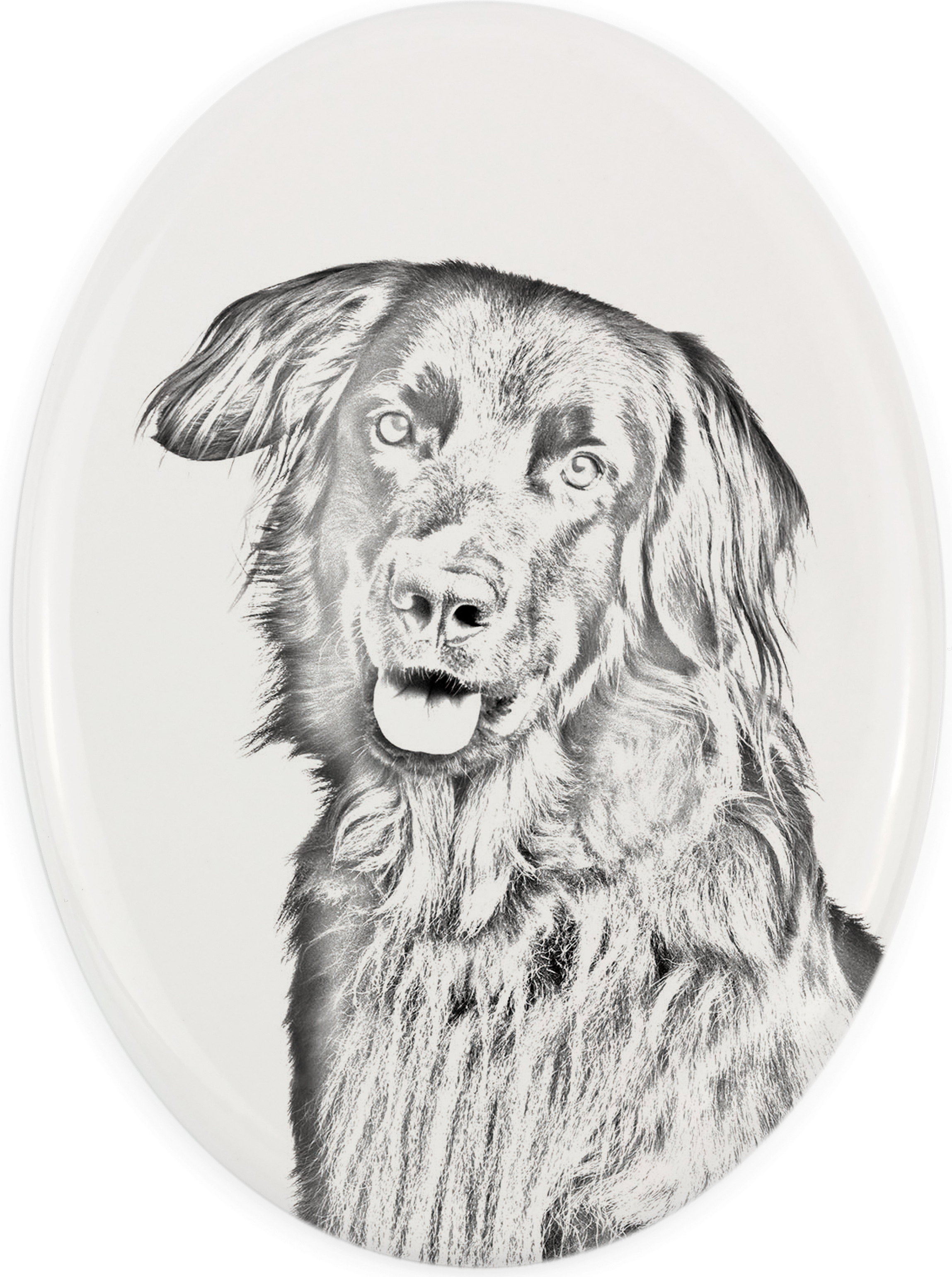 Hovawart - Gedenktafel mit einem Foto eines Hundes, Grabplatte mit Druck, personalisierte ovale Platte der Marke Art-Dog