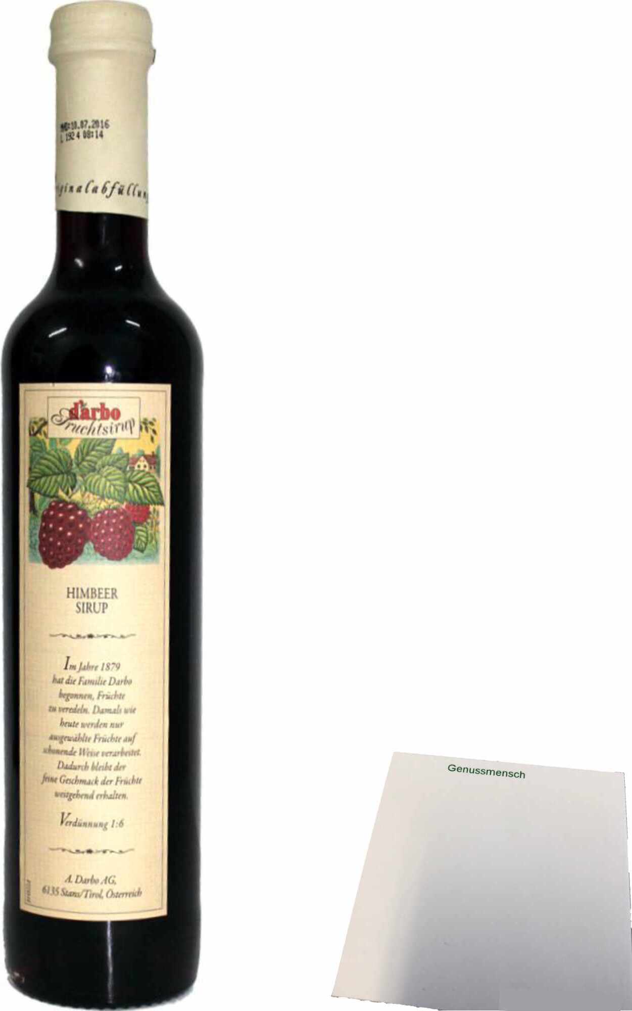 Darbo Fruchtsirup Himbeer (0,5l Flasche) + usy Block