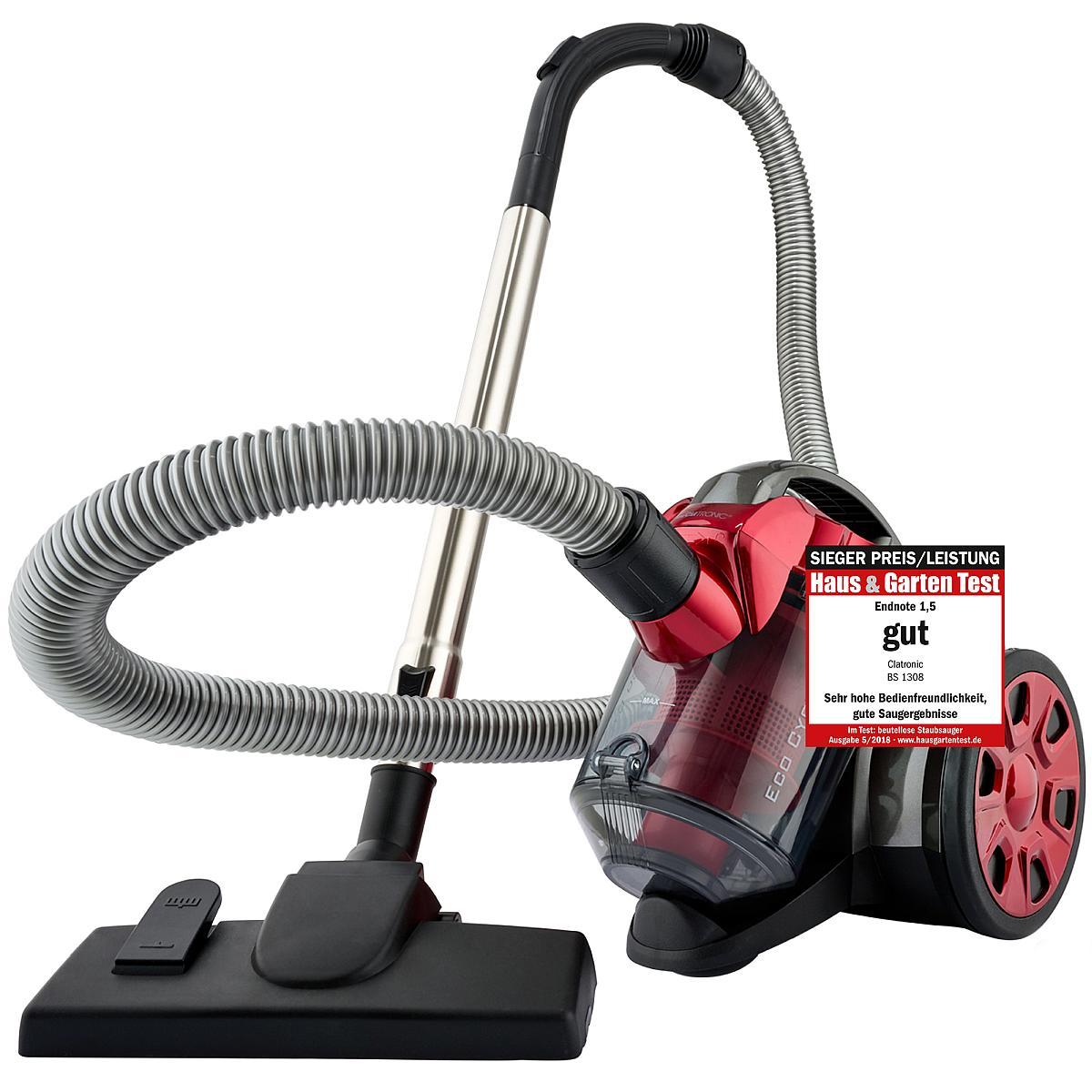 Clatronic® Staubsauger Beutellos | Beutelloser Staubsauger 700W | Bodenstaubsauger | Staubsauger inkl. Bürsten-/Fugendüse | BS 1308 rot 263821