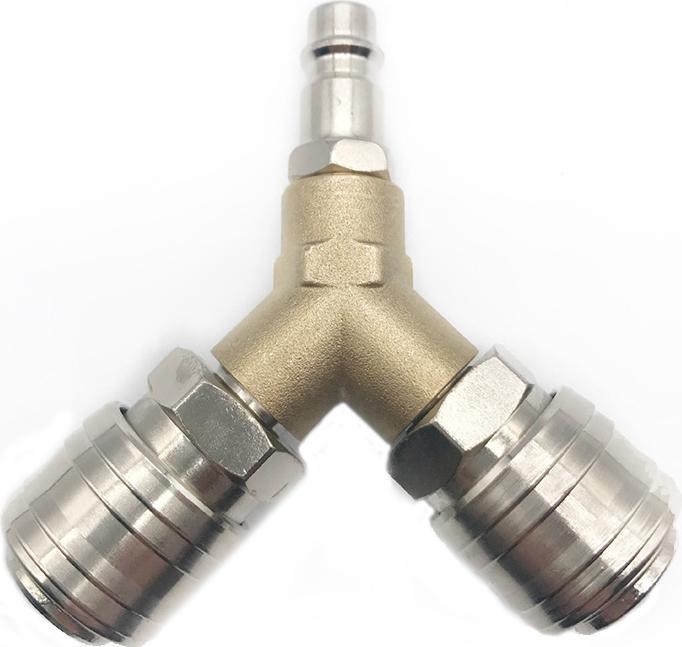 Crrynuo Druckluftverteiler, Druckluftanschluss, Druckluftschalter, mit zwei 1/4 Zoll Gewindeanschlüssen, rostfreies Messing KAU-UN-LR-EB-20250910-11