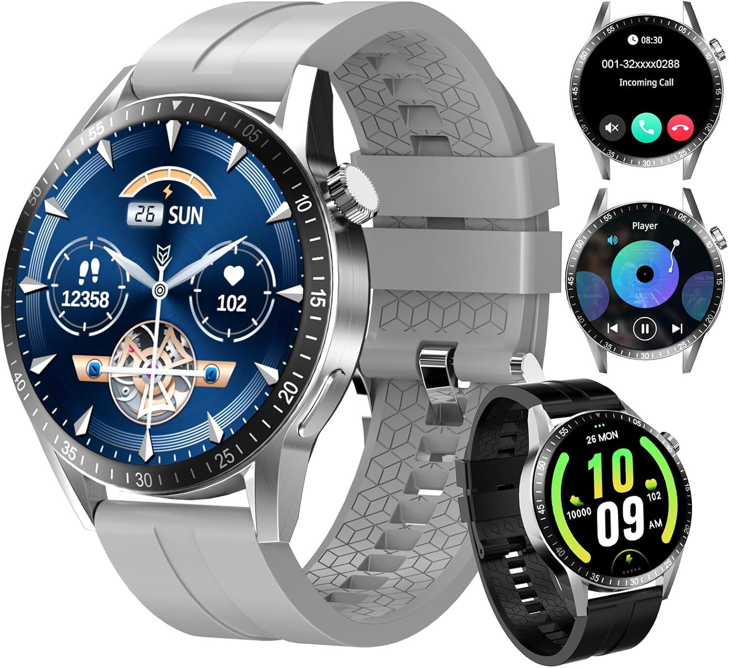 Homailida Herren Smartwatch mit 2 Armbändern, HF & SpO, 1,39