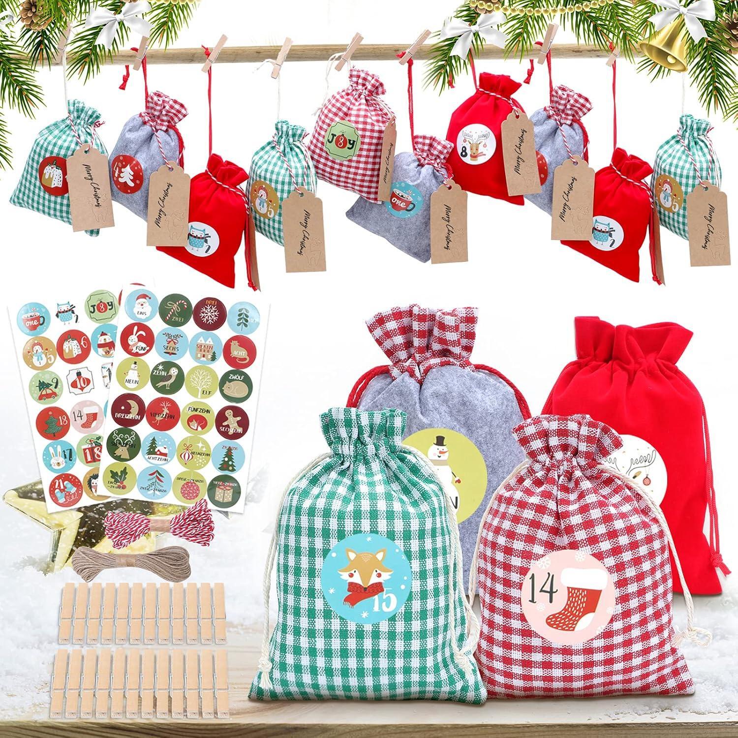 Adventný kalendár na vyplnenie 24 vianočných darčekových tašiek Adventný kalendár Vianočný prvok Design