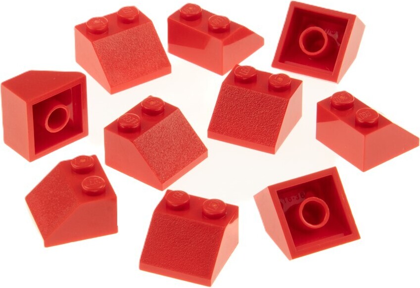 10x strešná škridla Lego 45° 2x2 červená šikmá škridla 303921 6227 35277 3039
