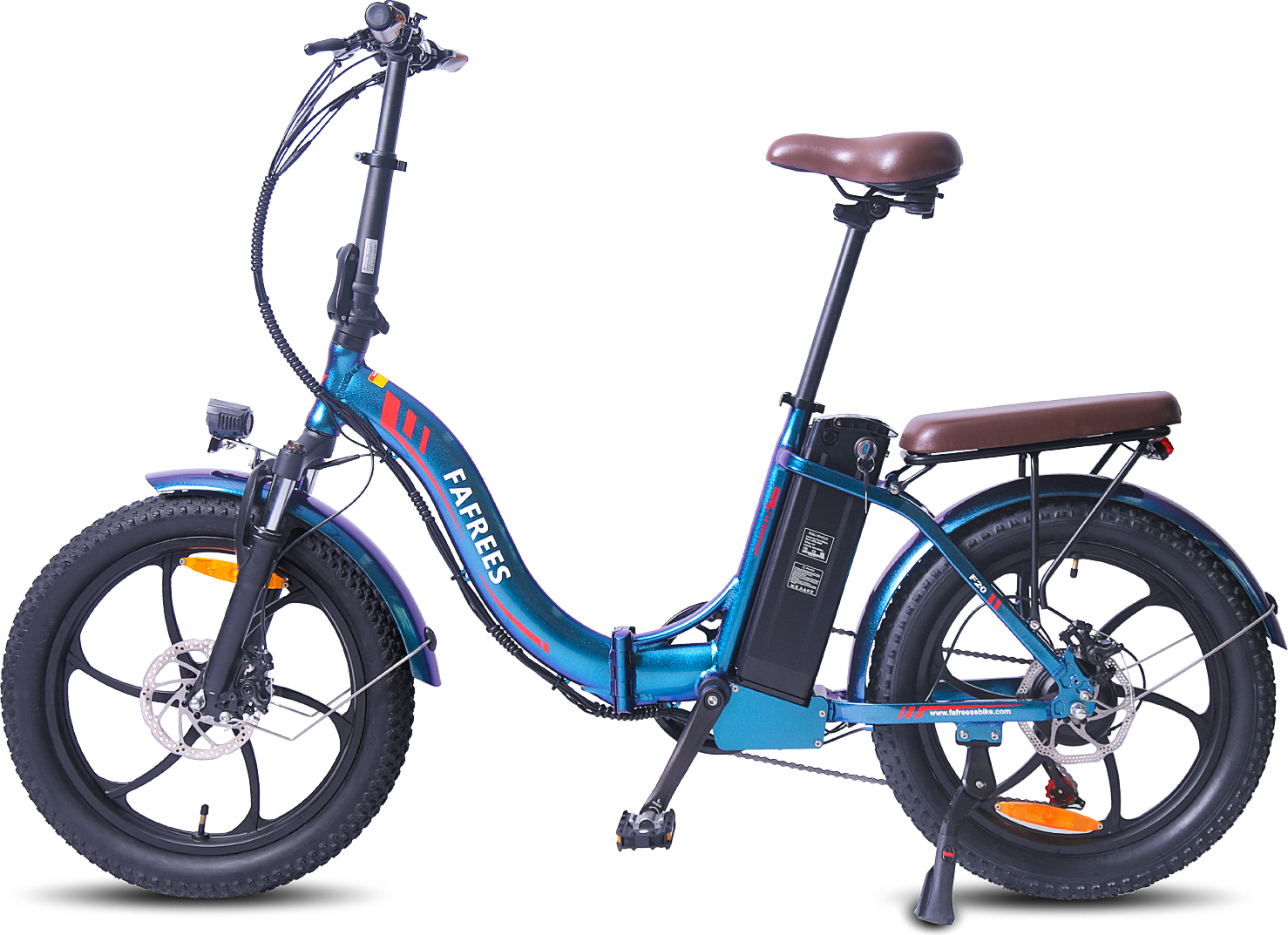 20 palcový skladací elektrický bicykel, 250W 36V 18AH, so zadnými svetlami podľa normy StVZO, Shimano 7S, Dúhová DukelBlue