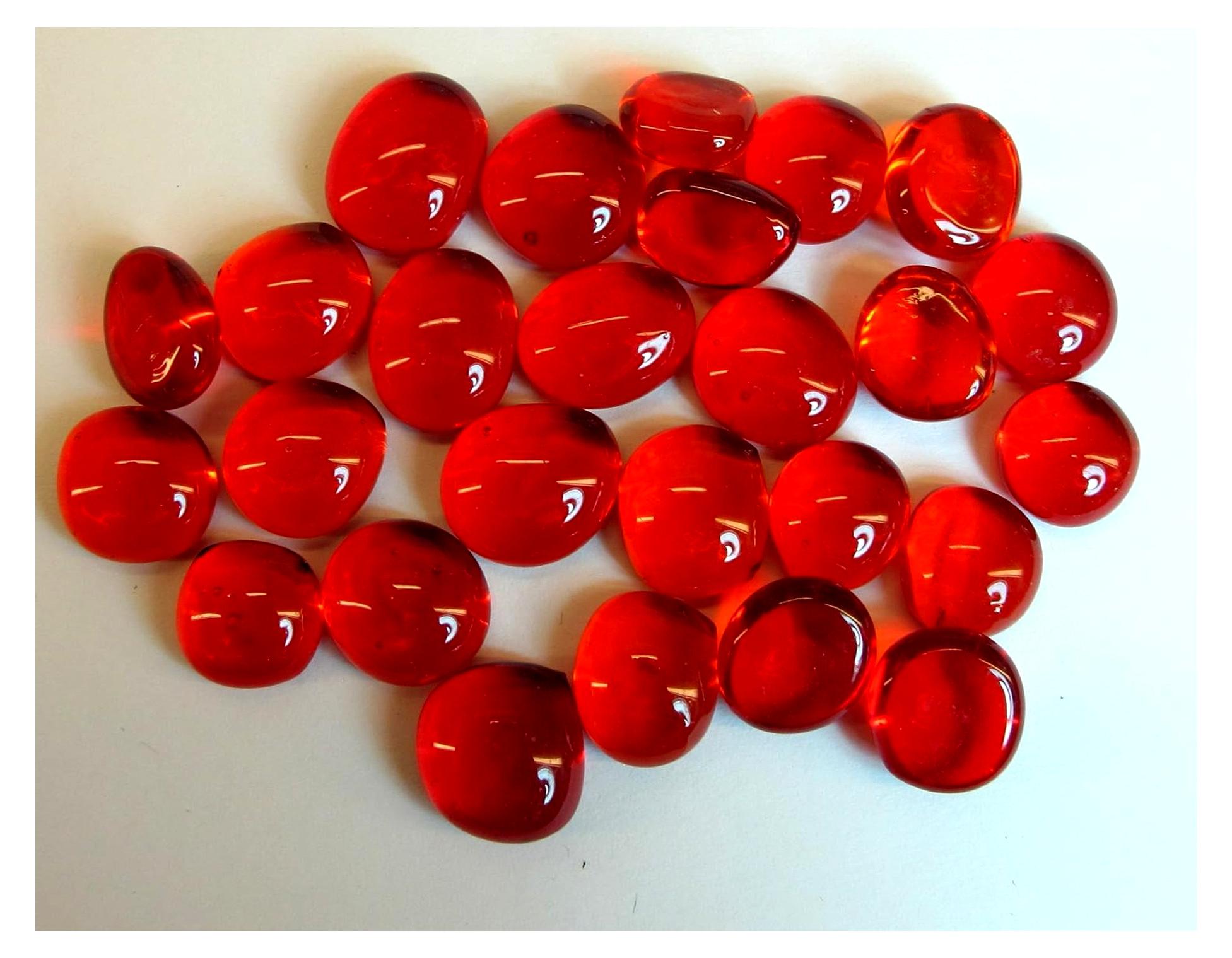 Markenlos Glasnuggets - Dekosteine - Muggelsteine, rot Ø 12-15 mm, 200 g