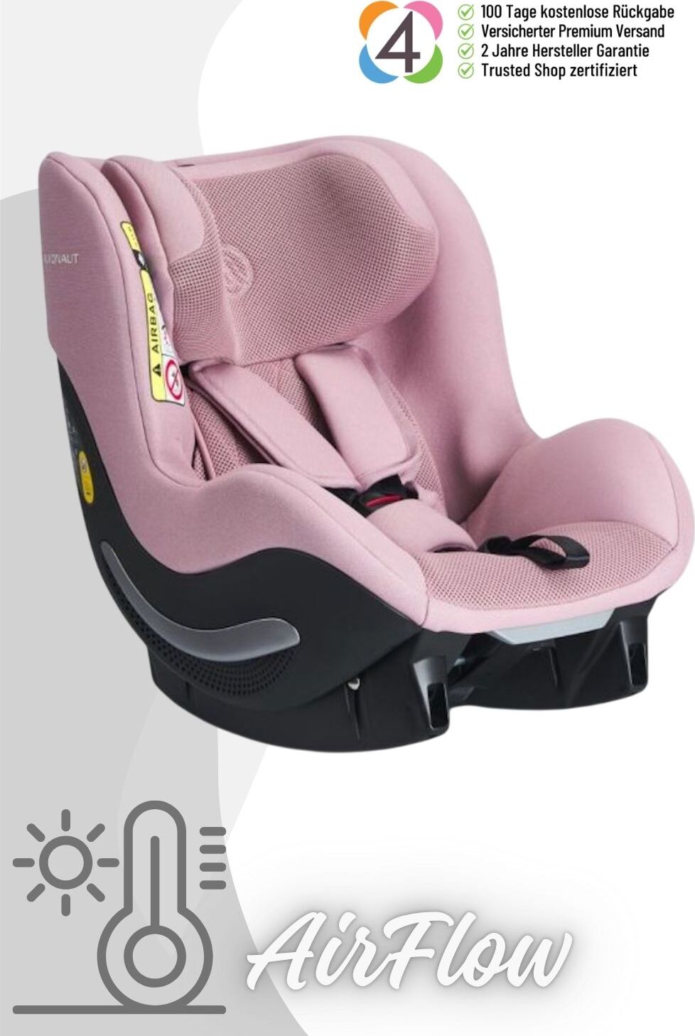 Avionaut AeroFIX AirFlow - Reboard Kindersitz (0-18 kg), Farbe Kindersitz:Pink 0126.00.001113