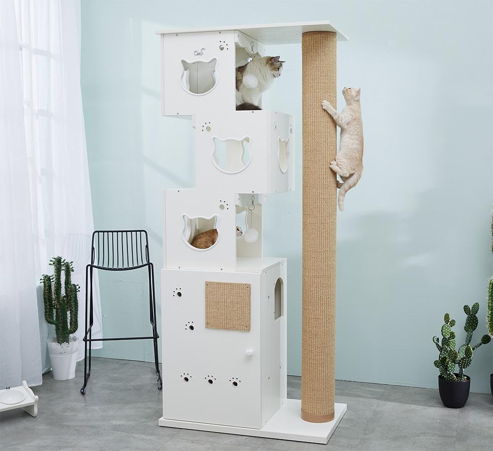 CatS Design 2 in1 Kratzbaum-Katzenklo xxl große Katzen stabil Katzentoilette D4