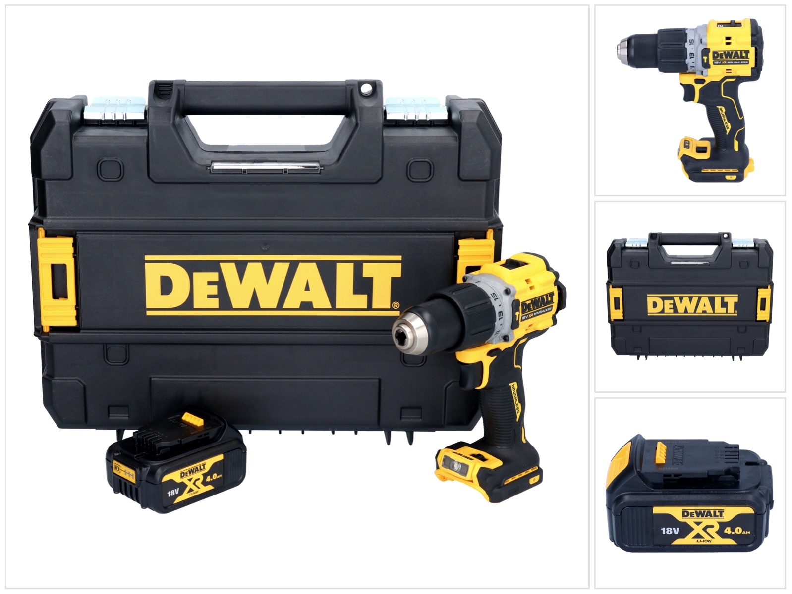Akumulátorová príklepová vŕtačka DeWalt DCD 805 NT 18 V 90 Nm bez kefiek + 1x akumulátor 4,0 Ah + TSTAK - bez nabíjačky