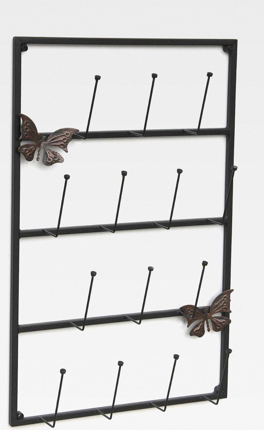 Markenlos Tassenhalter Wand Schwarz Metall 60 cm 93850 Tassenhaken Küche Vintage Antik Becherhalter Tassenständer Tassenregal Wandmontage