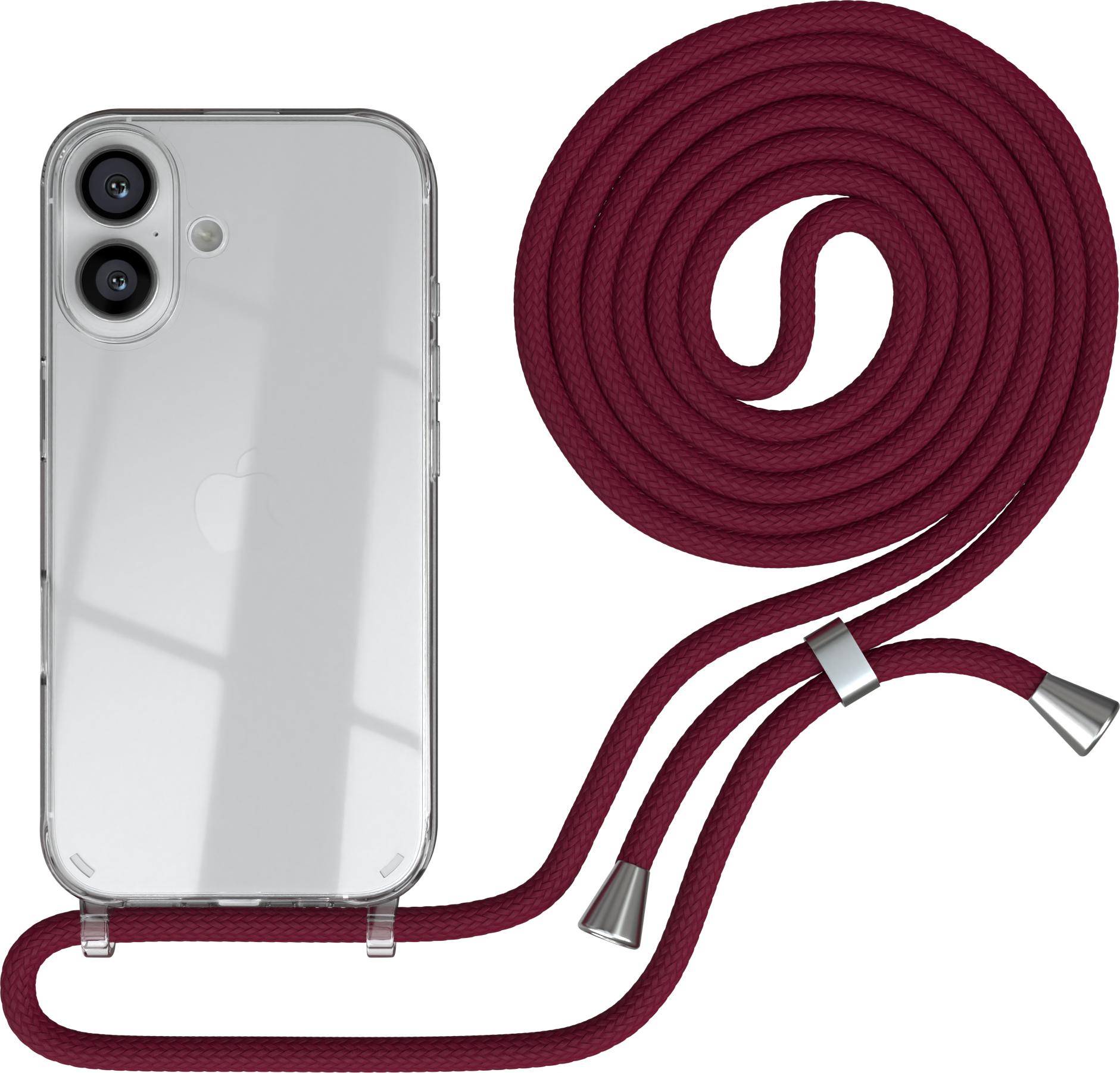 EAZY CASE Handykette mit Hülle für Apple iPhone 16 Backcover Handykette, zum Umhängen in Rot