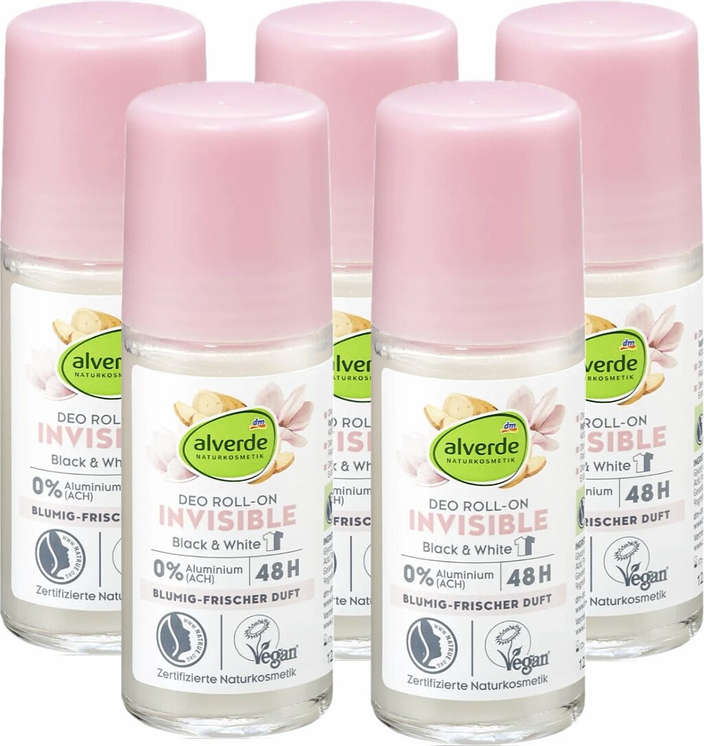 Dm-Drogeri markt 5 x alverde Naturkosmetik - Deo Roll On Deodorant Invisible (5 x 50 ml) al-4344-5x